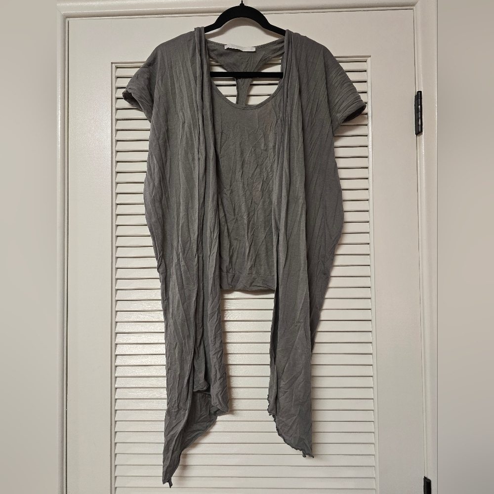 The Breed - 100% Cotton Grey Wrap Racerback Lightweight Top